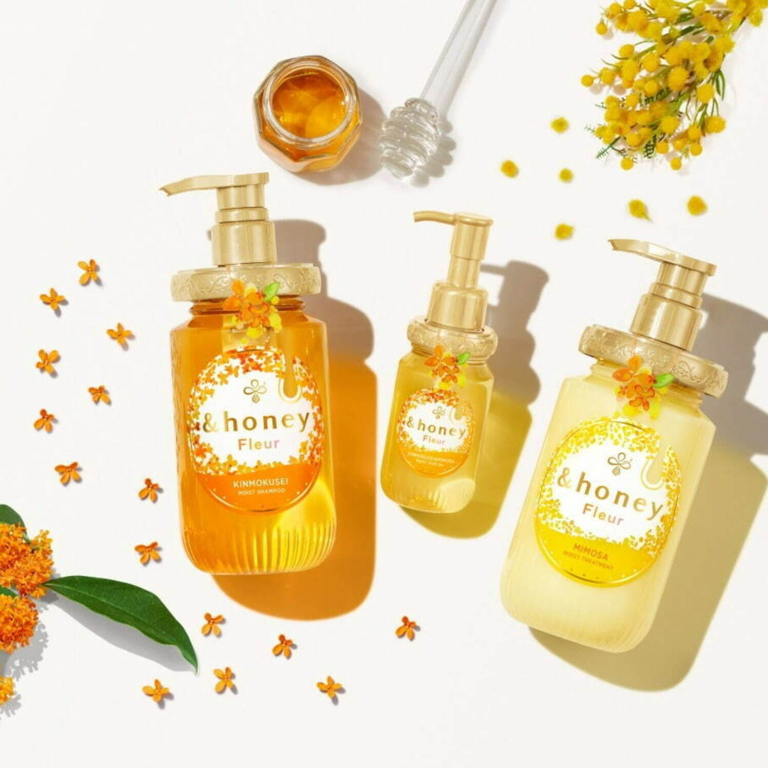 🧡香り続く金木犀とミモザの香り💛フルールハニーは&honeyシリーズ最も香るヘアケアアイテム🫧 甘く香る金木犀とミモザの香りが髪を包み込みます 🐝💗香りを少し足したいときは金木犀マトメイクで さらに香りをプラスしてくださいね🌼andhoneyアンドハニー