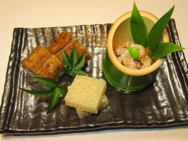 秋の献立集 柿を使った前菜三種盛りの献立と盛りつけ例献立四季報「春夏秋冬」味暦