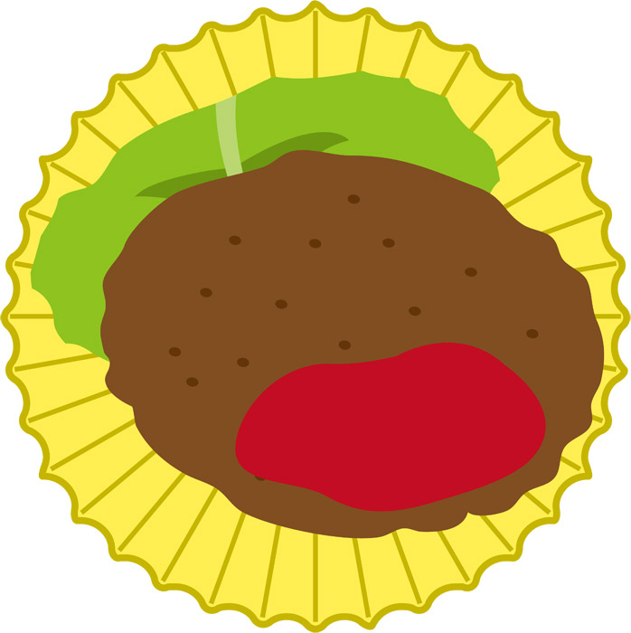 ケチャップのハンバーグイラストのフリー素材イラストイメージ