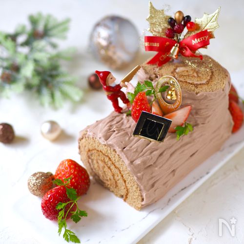 クリスマスリースのようなロールケーキ NORIZ COFFEEひとりでもまめにがんばるブログ
