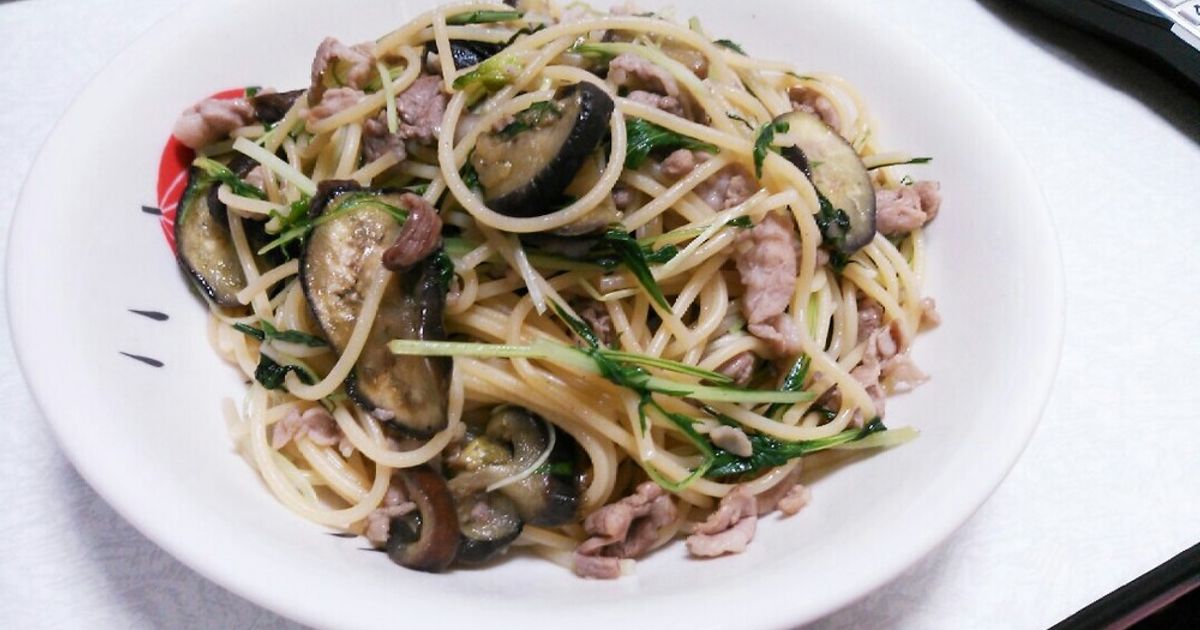 豚となすのトマトパスタ