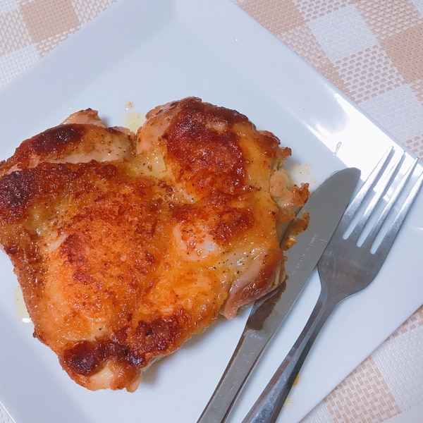 パリパリチキンステーキと焼きキャベツ