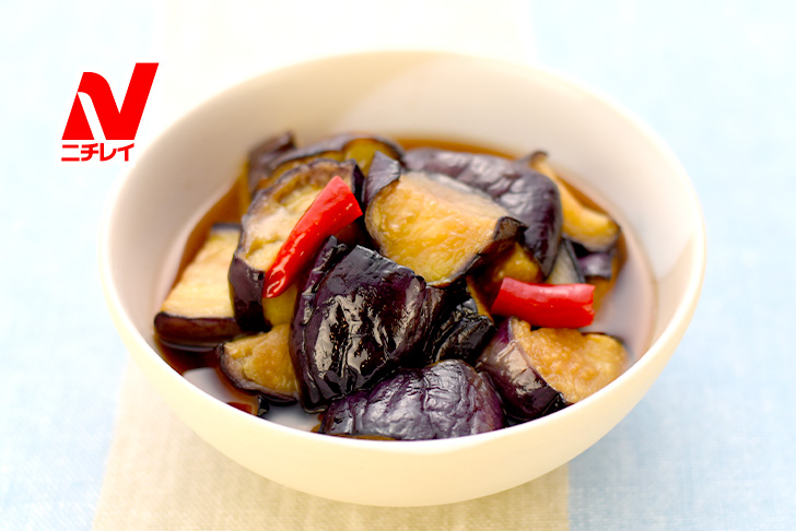 冷凍揚げなす・豚こま肉・厚揚げ・ピーマンの味噌炒め