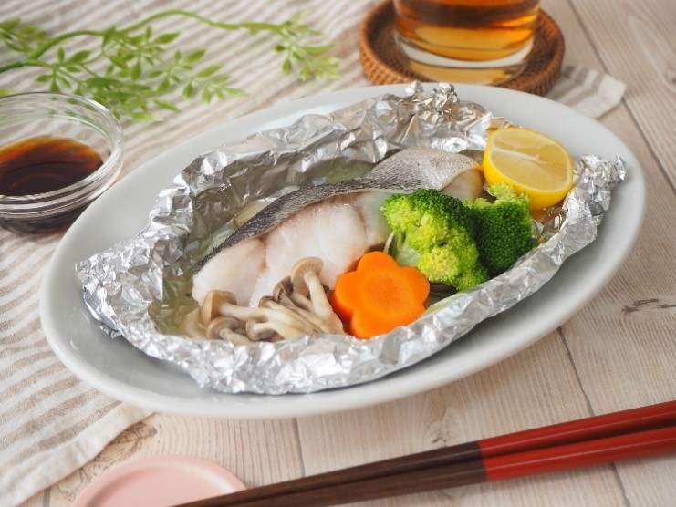 バター醤油で しいたけと鱈のホイル焼き