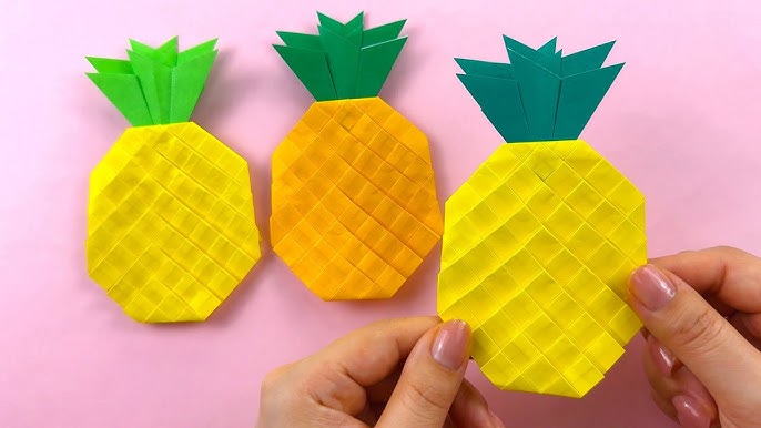 折り紙 簡単！可愛い パイナップル折り方 Origami Pineapple 果物 フルーツ 食べ物 夏 fruit – おりがみぷらざOrigami-plaza季節の折り紙