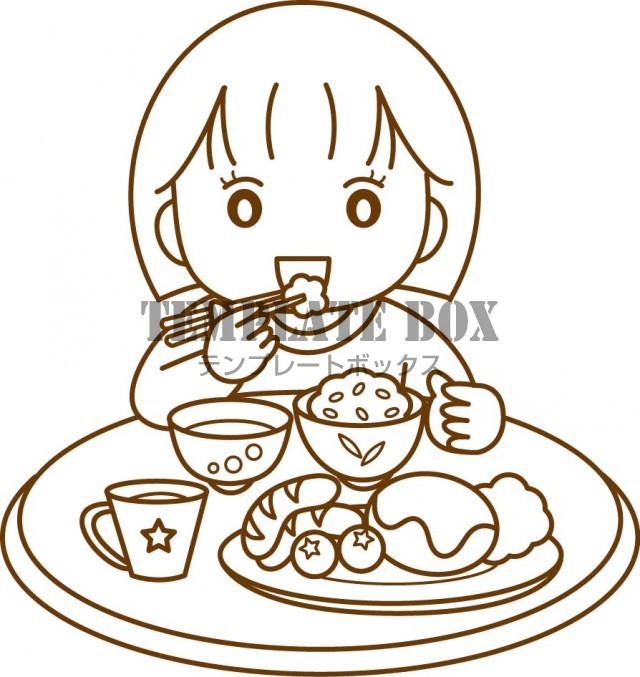 食事 「いただきます」と言って朝食に和食のご飯を食べる子どものイラスト 6パターンかわいい子どものイラスト素材 無料イラストバンク 本店