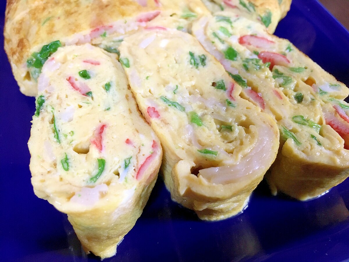 カニカマと長ねぎの卵焼き