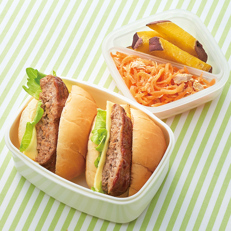 ハンバーガー弁当！前日準備で朝ラク のせ方手順つき 画像多めで分かりやすい