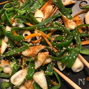 時短！ピーマン人参ちくわの塩昆布ごま和え