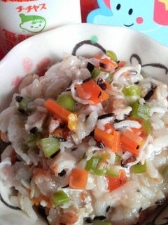 離乳食中期 鮭と卵のおじや