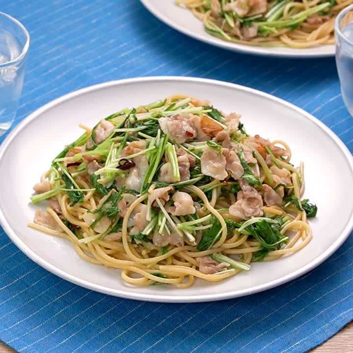 豚バラなすそうめんの献立 副菜:水菜のおひたし、汁物:いんげんのかきたま汁 献立・メニュー 味の素パーク たべる楽しさを、もっと