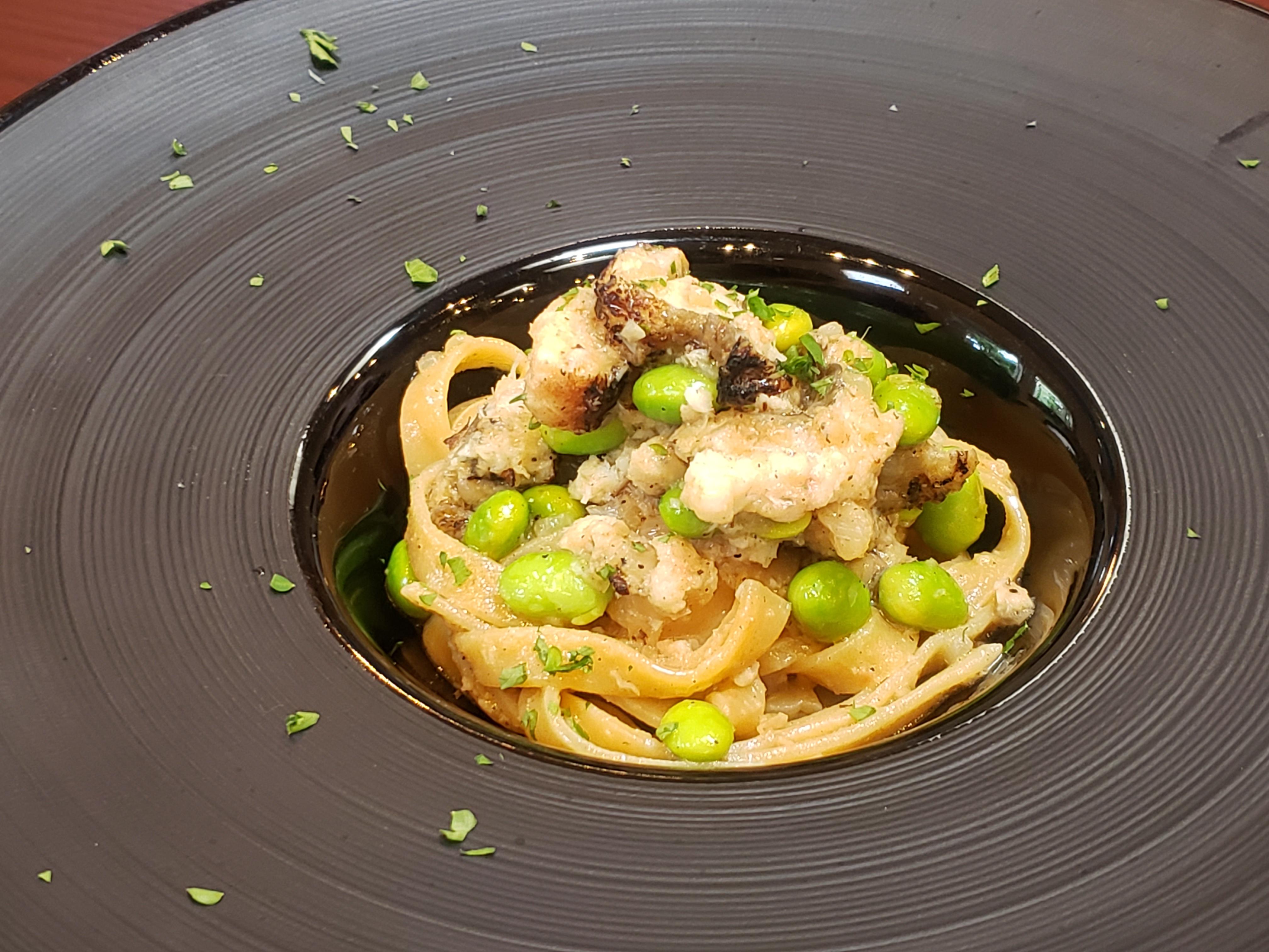 タリアテッレ 焼アナゴと枝豆ソース料理道場レシピ集八戸のうまいもんがみんな揃う！The市場！八食センタ