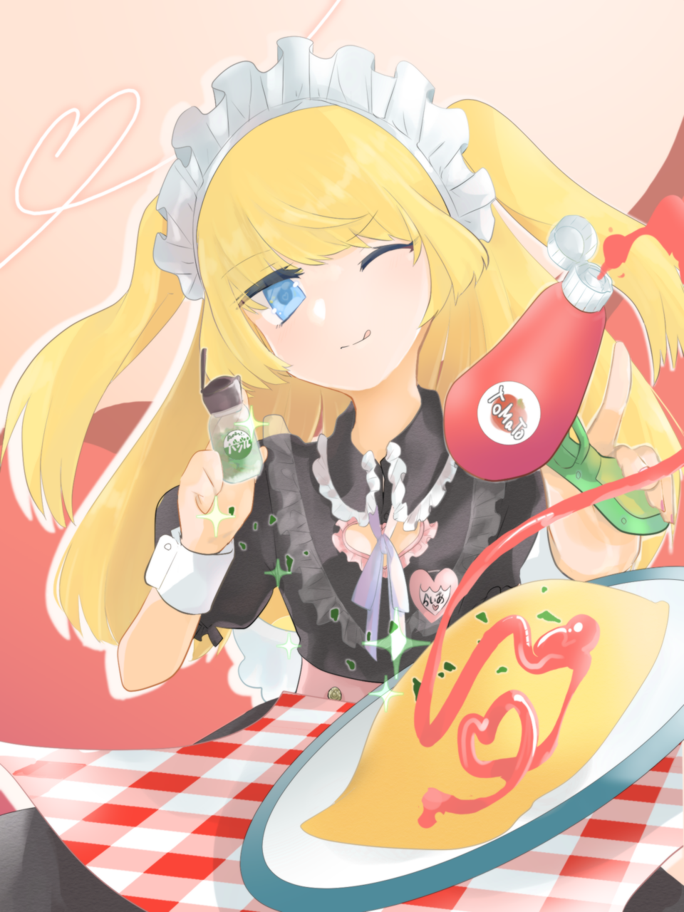 メイド・ウェイトレス・オムライス・黒髪版イラスト - No: 1229914無料イラスト・フリー素材なら「イラストAC」