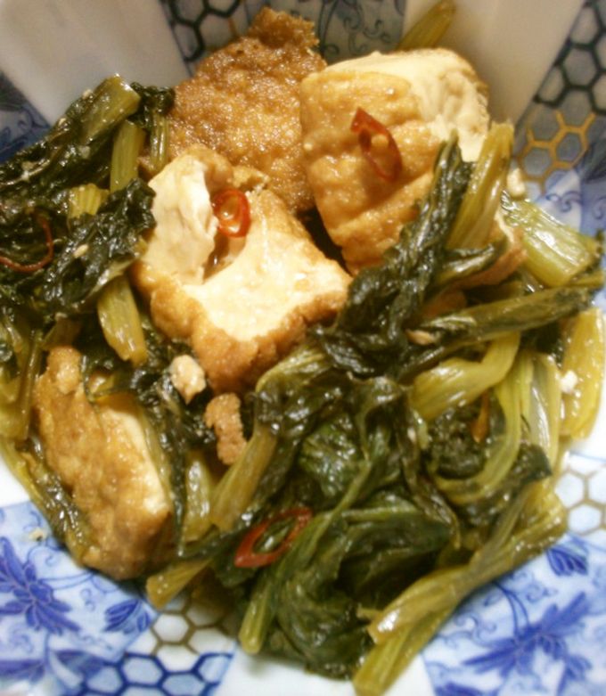 めんつゆで手抜き 小松菜と厚揚げの煮浸し