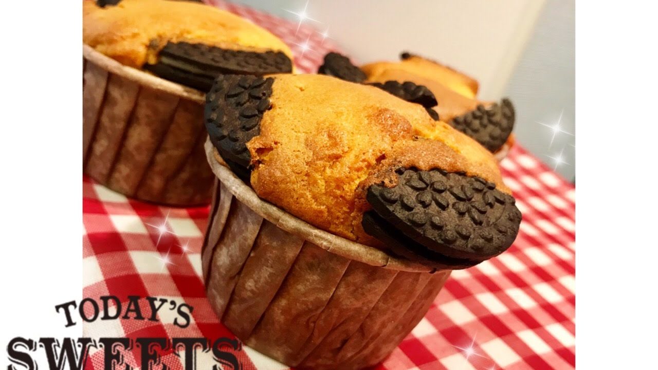 ホットケーキミックスで作るオレオマフィン」ザクザクオレオとチョコマフィン♡オレオマフィンのレシピだよ！チョリーナ チョコ島