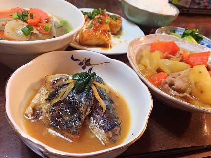 さばのさっぱりみぞれ煮と副菜の献立