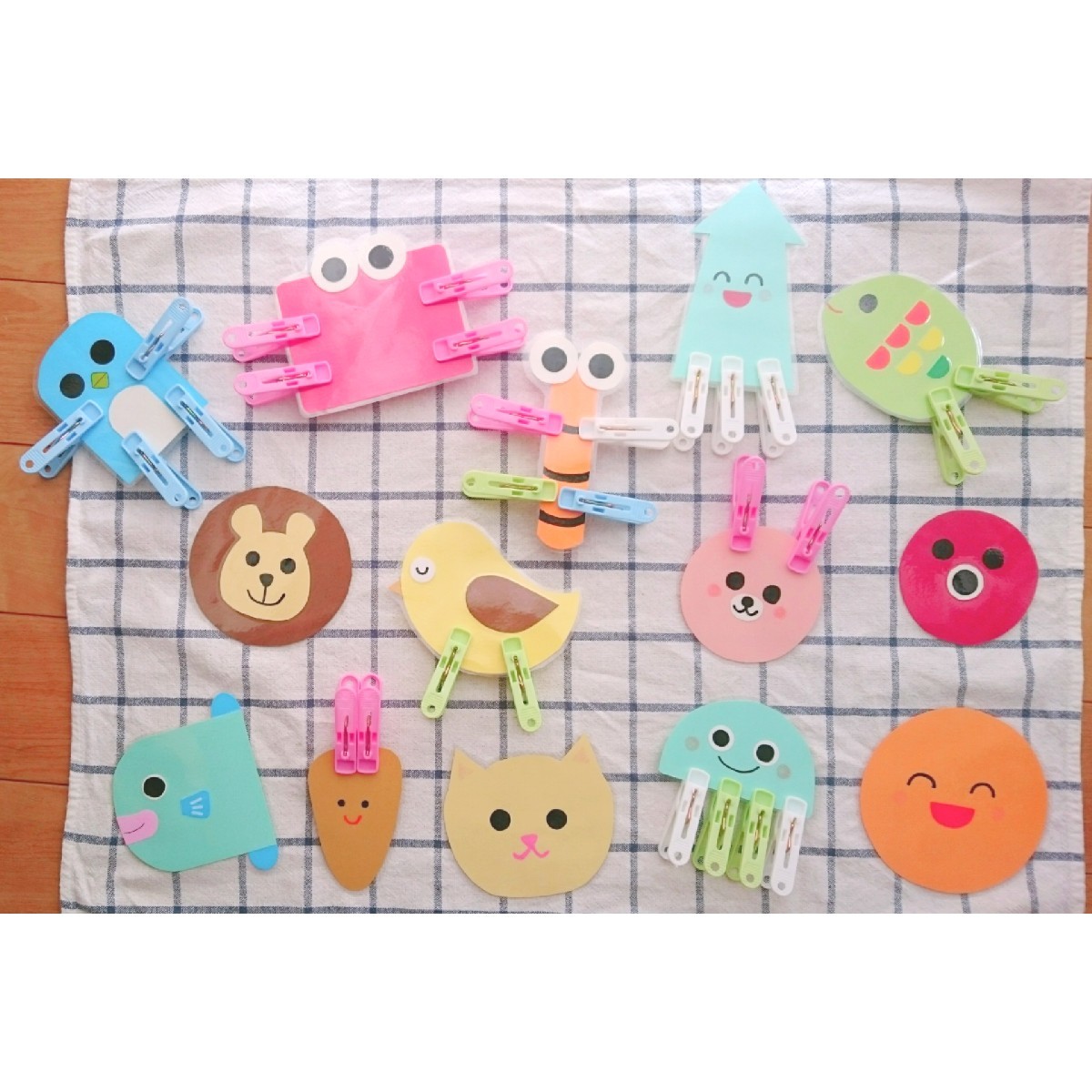 手作りアンパンマン洗濯ばさみの乳児向け知育玩具