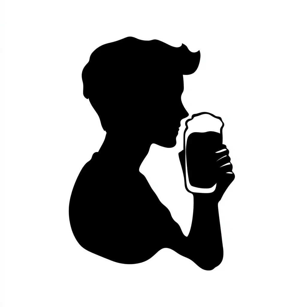 ジュース無料のAi・PNG白黒シルエットイラスト