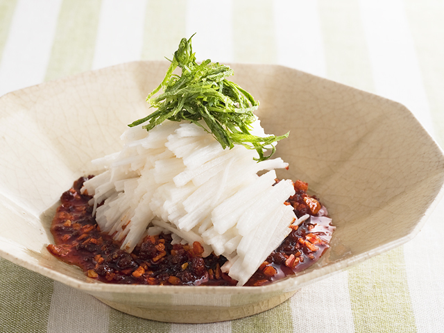 桜えびと小松菜、長芋の塩炒め