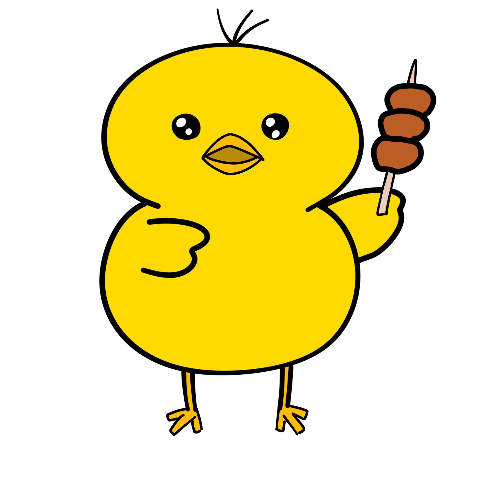 焼き鳥 ４本：イラスト無料