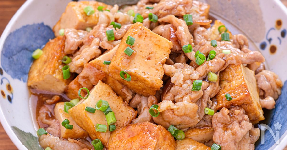 豚コマと厚揚げの甘辛しょうが醤油炒め