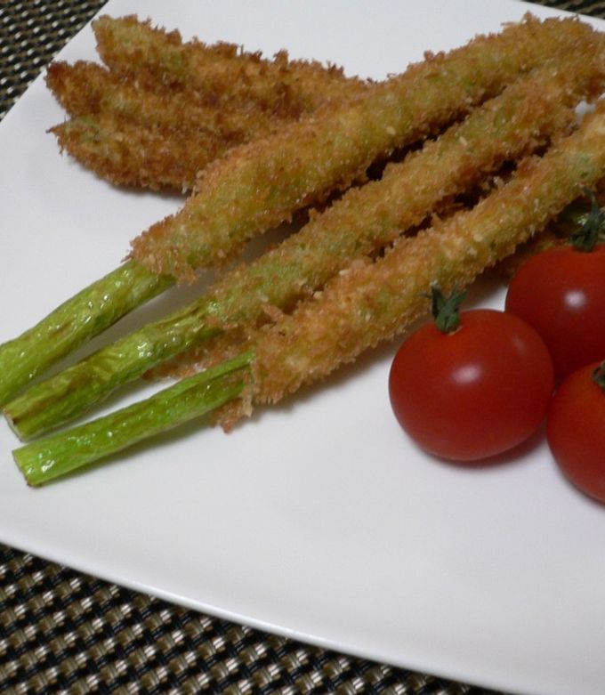 バッター液で簡単♪一気に衣付け！ アスパラの肉巻きフライ時短お弁当