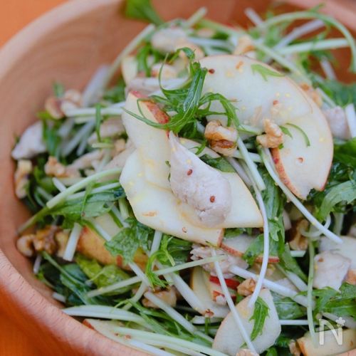 鶏ささみと水菜のオイマヨサラダ