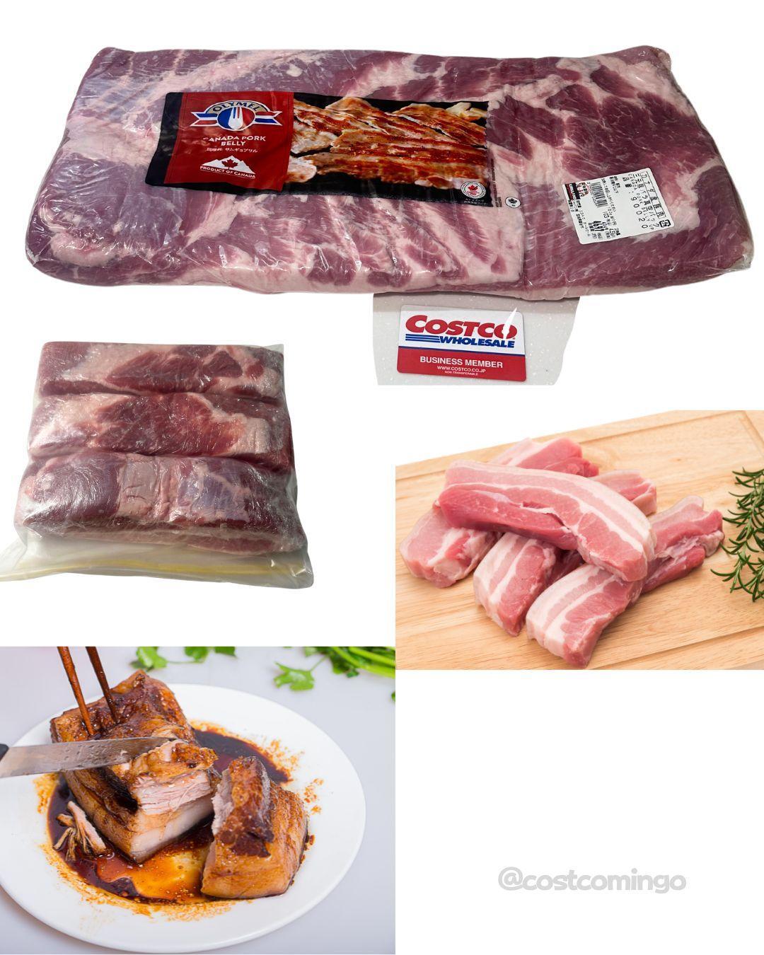 舞コストコ肉図鑑🍖＊ コストコ購入品三元豚バラ真空パック購入時：5,085円 113円 100g-------------------------------- コストコのカナダ産三元豚。 いろいろな部位が販売されています。 ＊Instagram