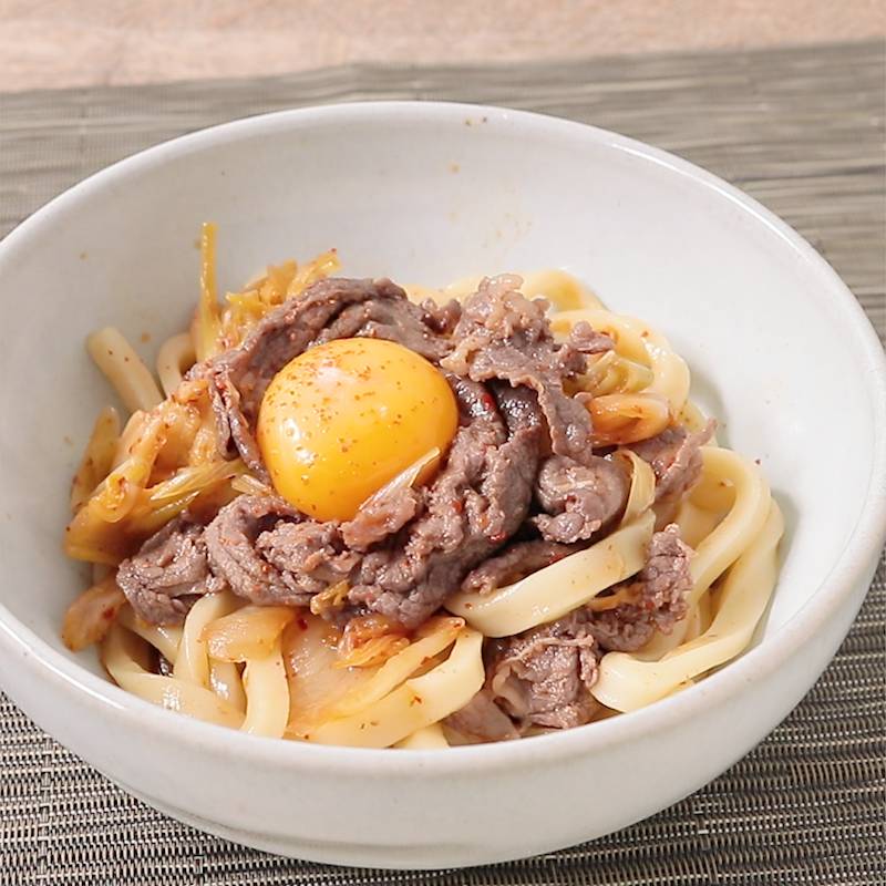 豚肉と卵のすき焼き風うどん