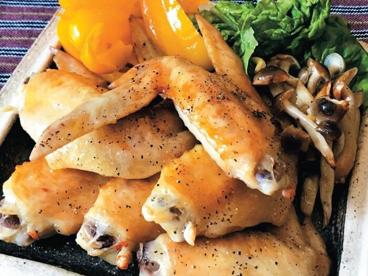 レンジ＆トースターで、生焼け知らず♪鶏手羽と野菜の塩だれ焼きサンキュ