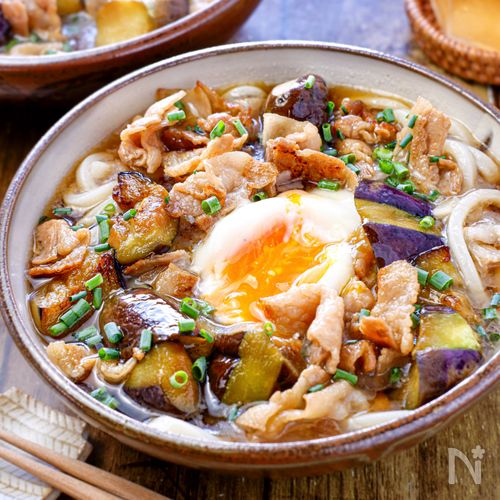 ボリューム満点！豚しゃぶと揚げナスの素麺