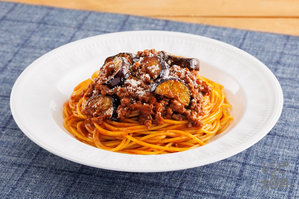 トマト缶で作る。なすとひき肉のボロネーゼ