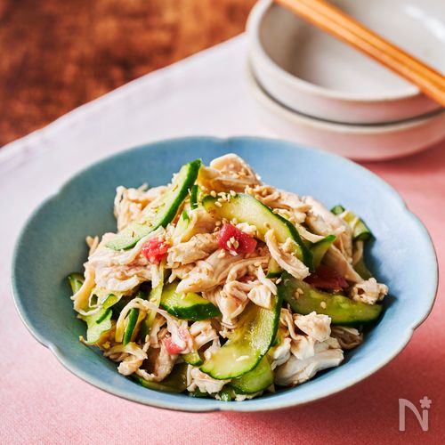 鶏ささみのトマトときゅうりの中華和え♪