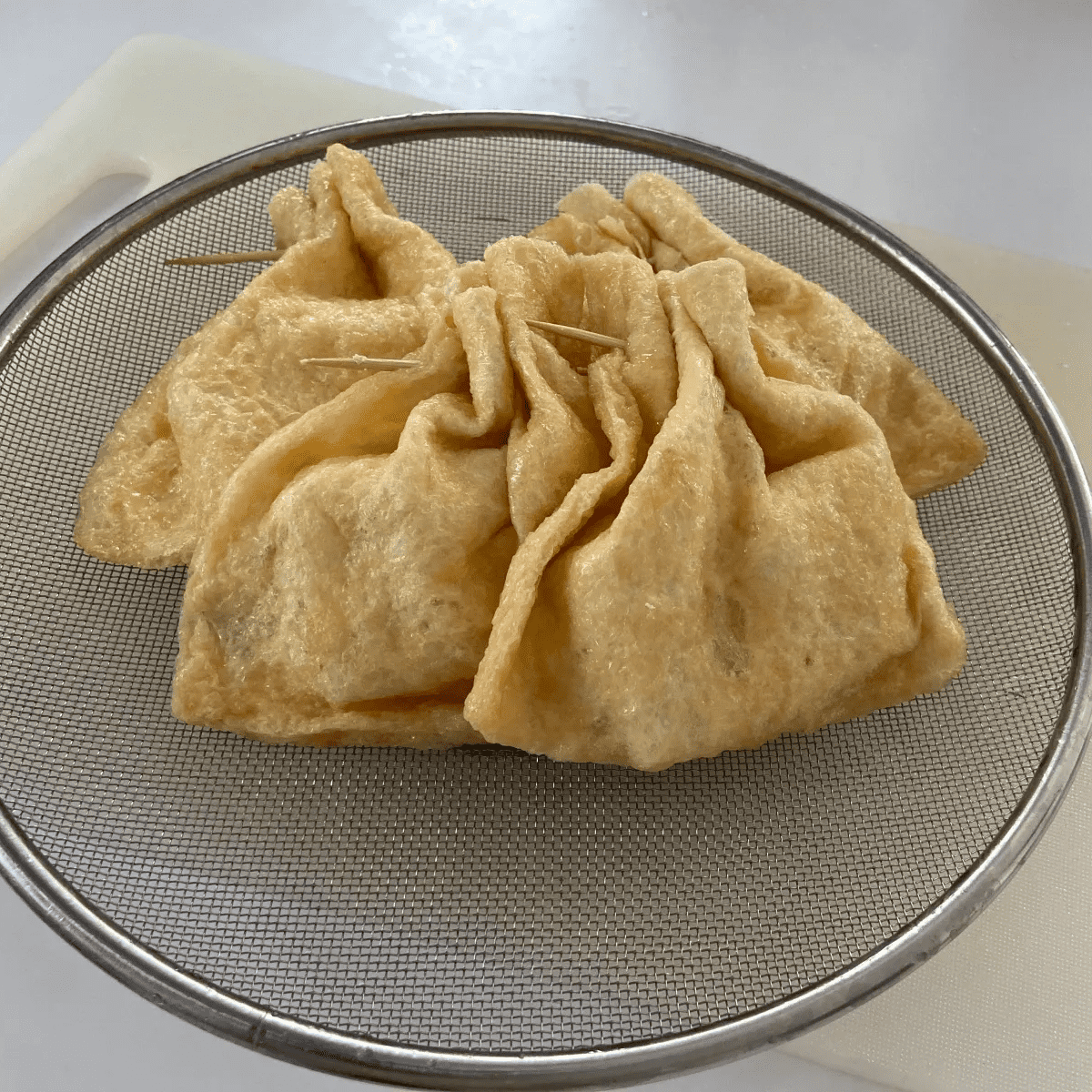 キッチンペーパー使用✿油揚げの開き方