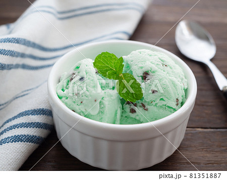 チョコミントアイスクリーム 夏のスイーツイメージ素材224429513 毎月1点無料 フリー のストックフォト イメージマート