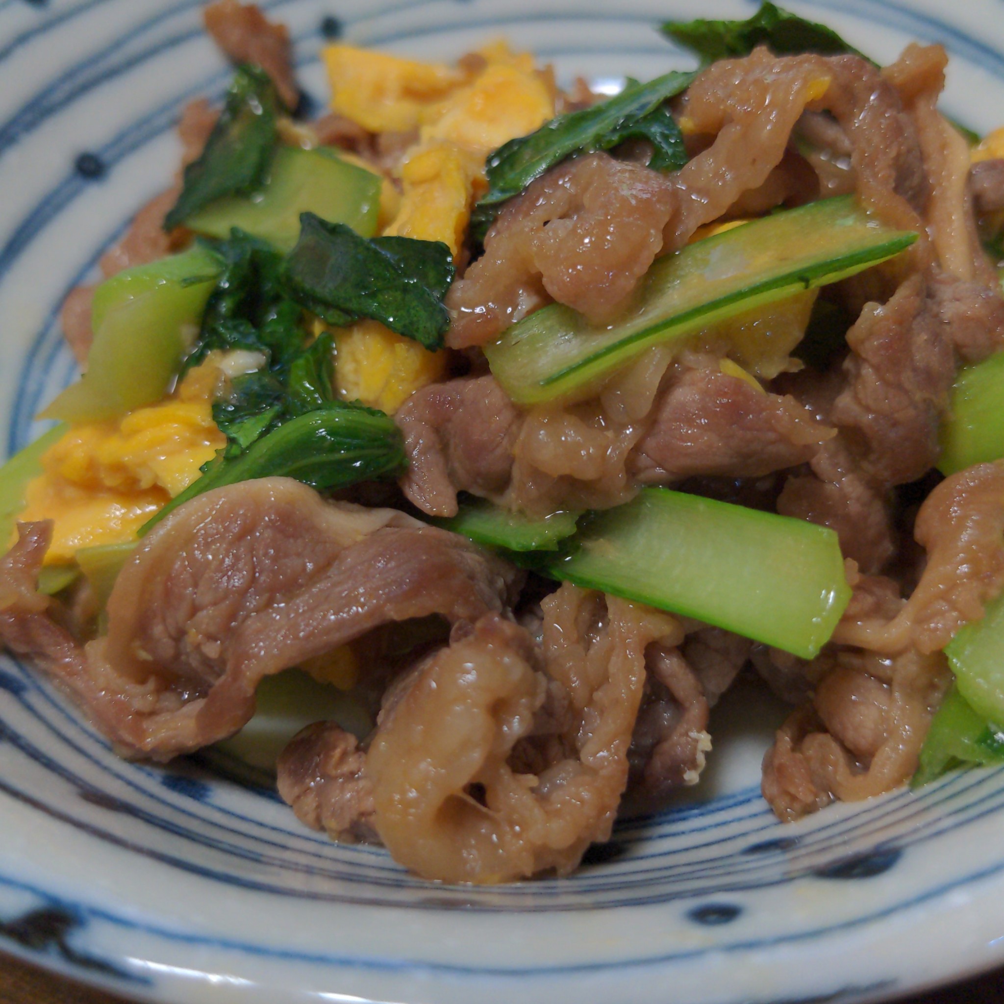 小松菜と牛肉のオイスター煮