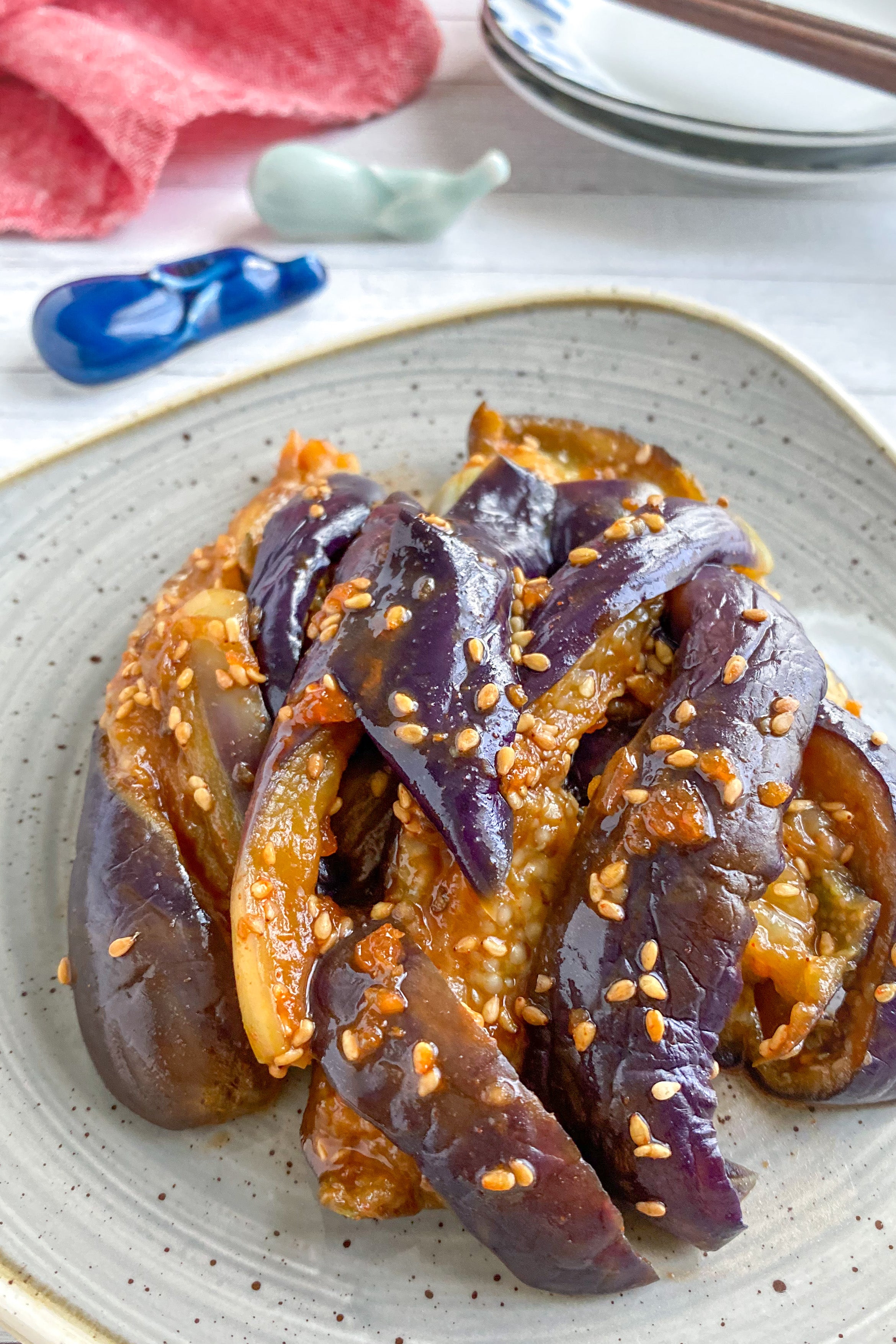 電子レンジを使って♪焼肉屋さんのナスのナムル