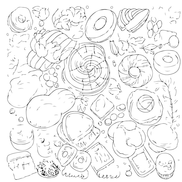 いろいろなドーナツ 食べ物ぬりえぴよぴよプリント