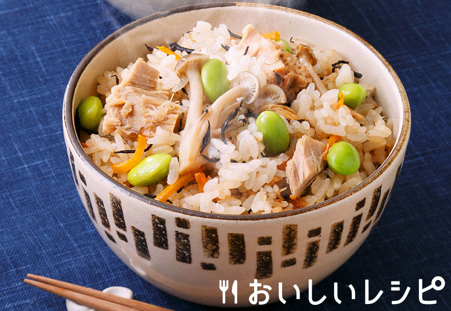 味付けはめんつゆで簡単！枝豆とツナの炊き込みご飯