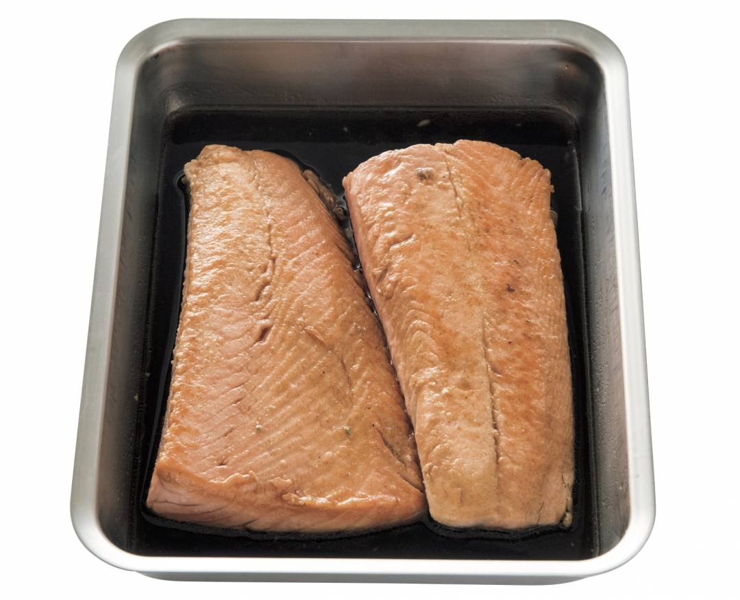 ポン酢でサーモンの漬け丼