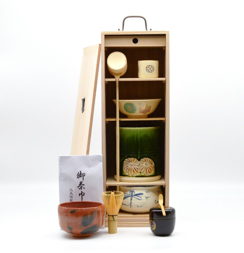 茶器 茶道具セット 茶道初心者用5点表千家入門者セット表千家:正絹帛紗 6.5寸扇子 クリアーケース入物付– 今屋静香園