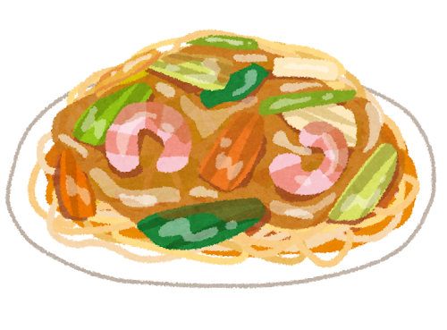 焼きそばイラスト - 屋台と具材のおもしろ料理イラスト - チコデザ