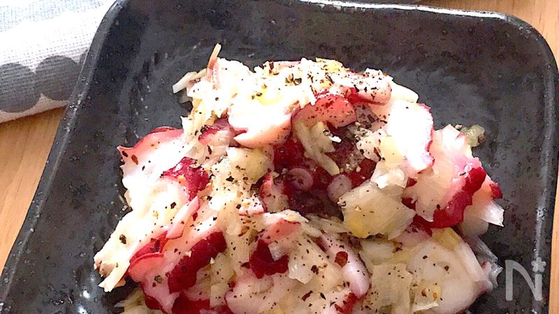 簡単で美味しいおつまみレシピ：タコとネギの和え物