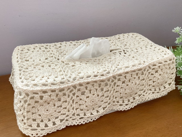 アラン模様ティッシュボックスカバ