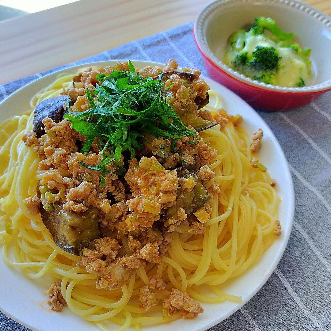 豚肉と茄子と水菜の簡単和風パスタ