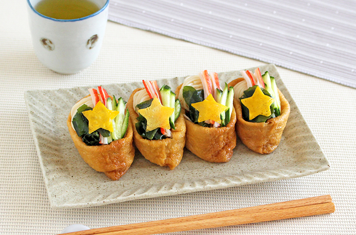 マグロとアボカドのそうめんいなり