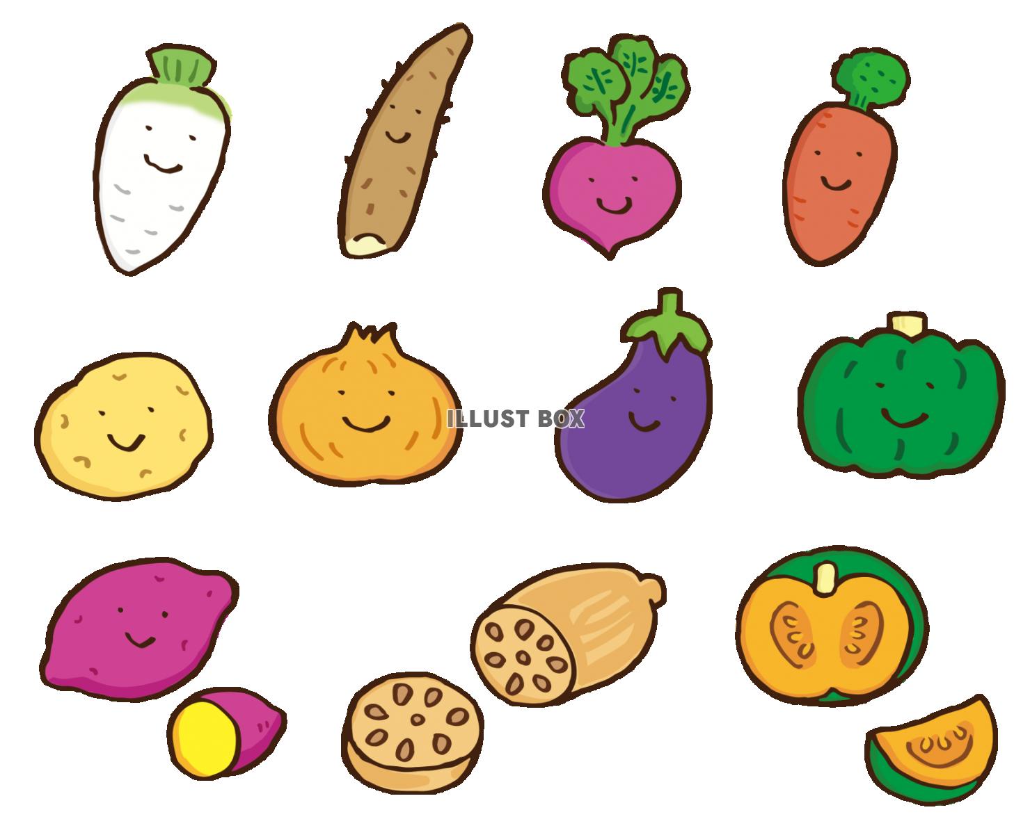 秋冬の果物と野菜セットのイラスト素材FYI03388050ストックフォトの Qlean Market キュリンマーケット