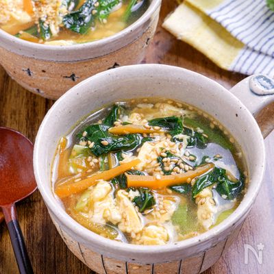 小松菜と卵のチーズ炒め