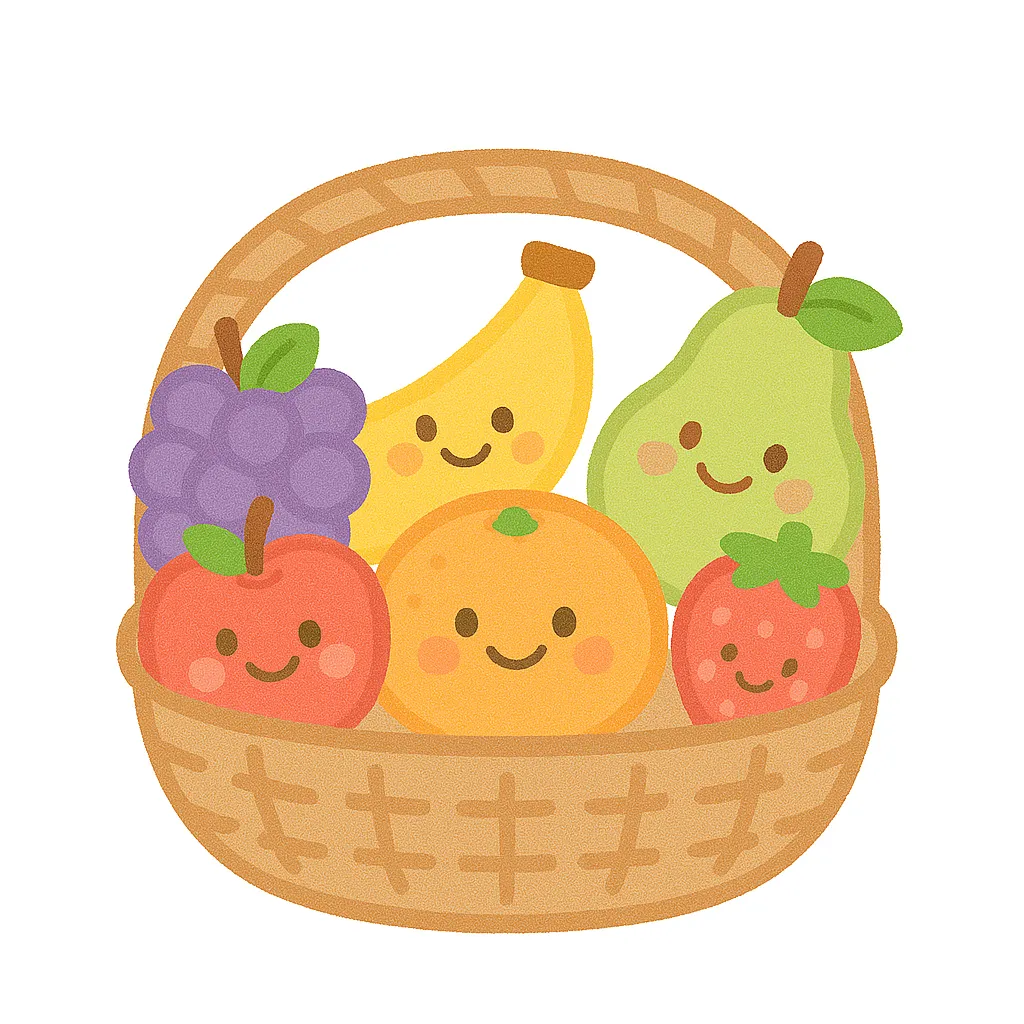 かわいい果物たち 主線なし イラスト