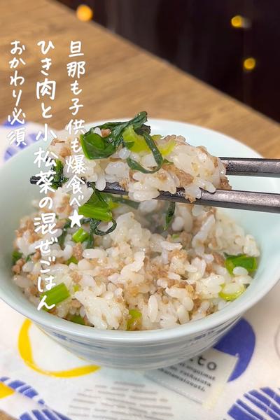 鮭と小松菜の混ぜごはん